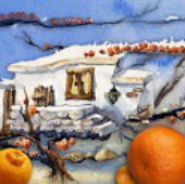 Blue House Watercolor Live Wallpaper