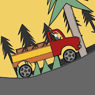 Hills, trees, and truck!