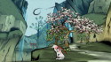 Okami is a video game developed by Clover Studio and published by Capcom. The game was released for the PlayStation 2 in 2006. It is set in ancient Japan and follows the story of the sun goddess Amaterasu, who takes the form of a white wolf. The game feat screenshot 1