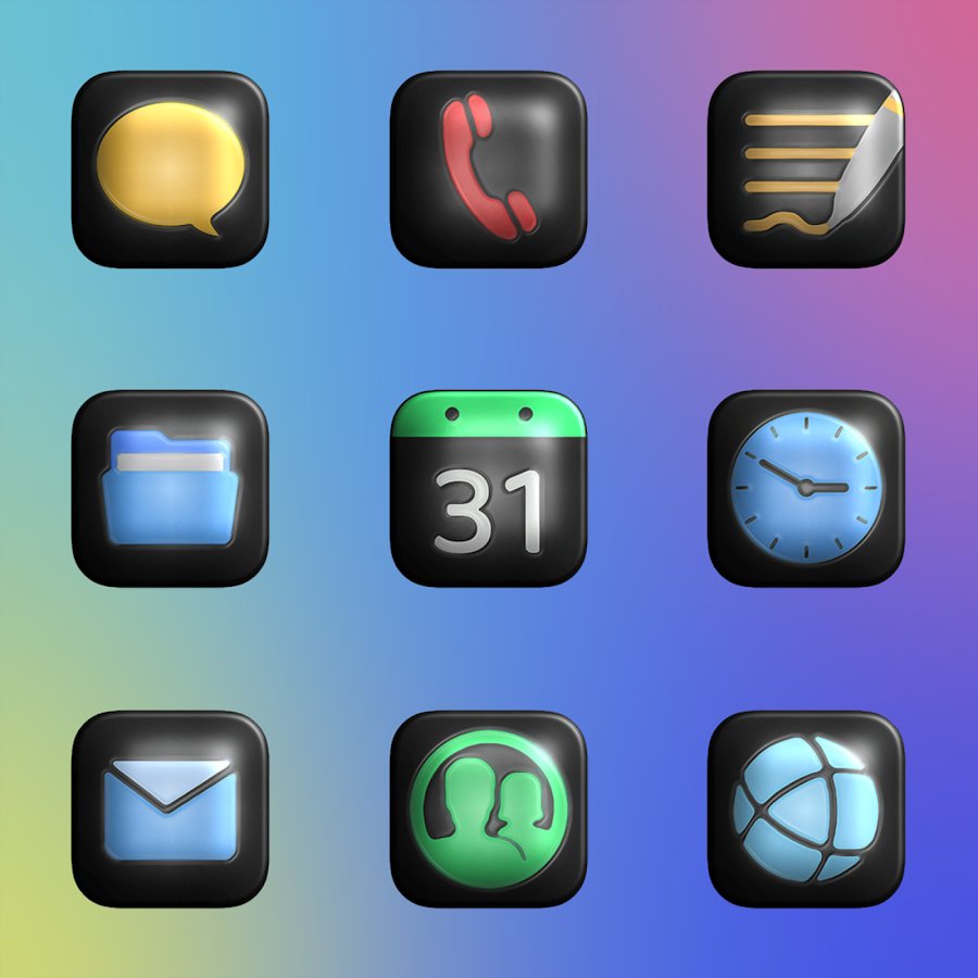 Glossy Dark 3D - Icon Pack background